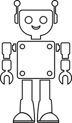 Robot silhouette line icon. Simple cute robotic character, avatar icon on isolated transparent background. Futuristic cute help bot in minimalistic style. Vector illustration.