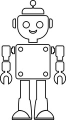 Robot silhouette line icon. Simple cute robotic character, avatar icon on isolated transparent background. Futuristic cute help bot in minimalistic style. Vector illustration.