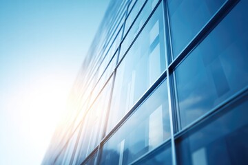 Fototapeta premium close-up of sleek urban reflecting clear blue sky