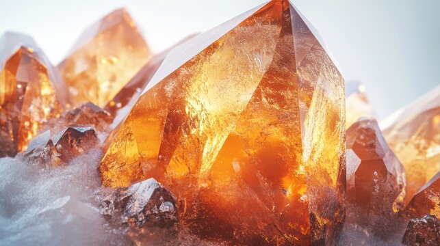 Ultra-realistic close-up of a topaz gemstone with perfect texture and light dispersion, isolated on white background