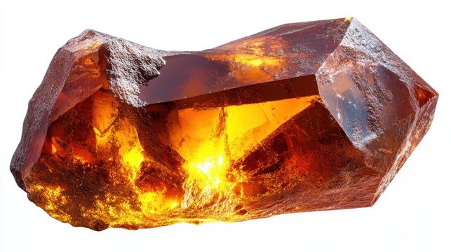 Ultra-realistic close-up of a topaz gemstone with perfect texture and light dispersion, isolated on white background