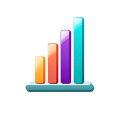 Colorful bar graph illustration on a transparent background representing data visualization and business analysis