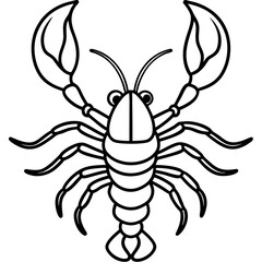 Lobster Contour Line Art Vector