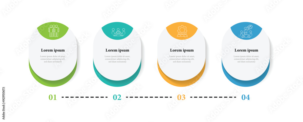 Poster 4 step direction infographic template. table template vector information with 4 columns