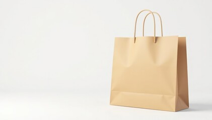 Empty brown paper shopping bag isolated on white background , purchase, gift bag