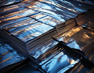 Folded Zinc Sheet Composition with Layered Overlaps and Cool Shadows in HD