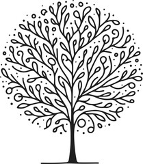 Obraz premium Very Simple Minimalist LineArt Tree Vector Art for Design, Tree Design Elements