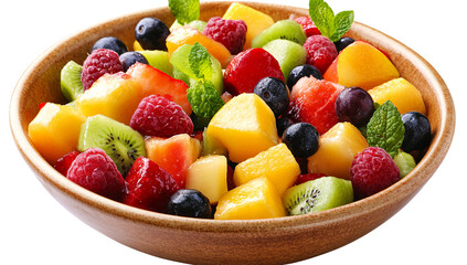 Fruit Salad with Berries Kiwi Melon Chunks Colorful Assortment Fresh Juicy Fruits Healthy Summer Snack High Definition Isolated PNG