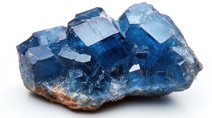 Fototapeta premium High-detail close-up of a sapphire with sharp angles and vibrant hue, isolated on white background