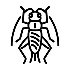 cricket outline icon. grasshopper black line illustration.