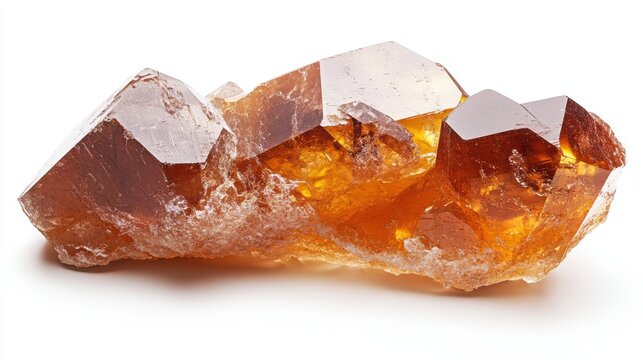 Detailed close-up of a topaz gemstone with perfect shine and clarity, isolated on white background
