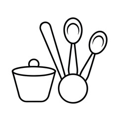 measuring cups spoons vector vector line art