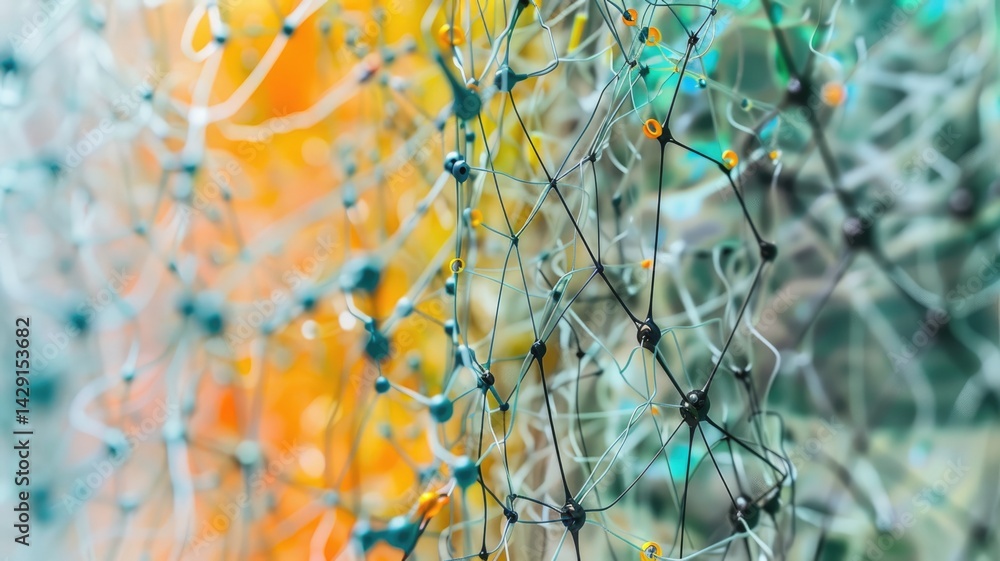 Poster abstract picture of green color particle with sparkle electric style design connect become energy st