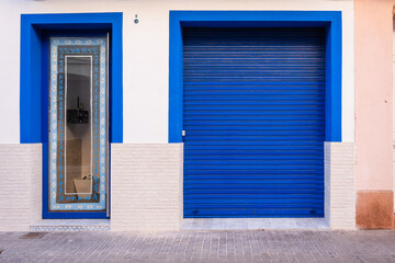 Urban Facade with Contrast of Textures and Vibrant Colors. The visual harmony between tradition and modernity in an urban facade