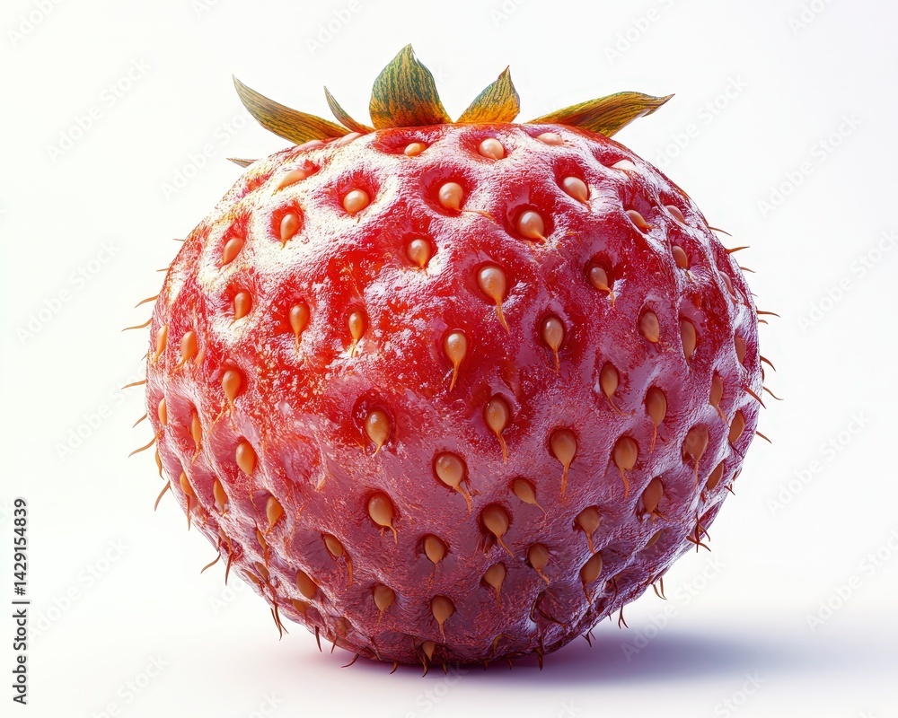 Poster frosted raspberry with intricate details and a vibrant red hue.
