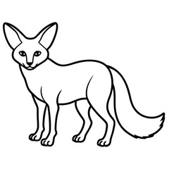 Minimal Fennec Fox Line Drawing Vector Design