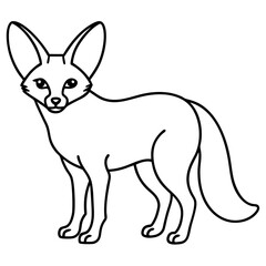 Minimal Fennec Fox Line Drawing Vector Design