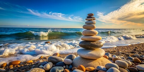 Obraz na płótnie Canvas Beach with Balanced Stones