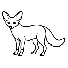 Minimal Fennec Fox Line Drawing Vector Design