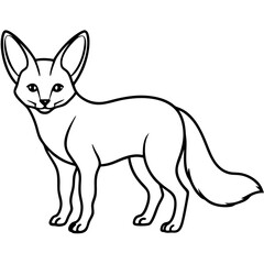 Minimal Fennec Fox Line Drawing Vector Design