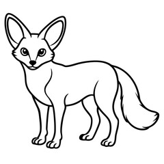 Minimal Fennec Fox Line Drawing Vector Design