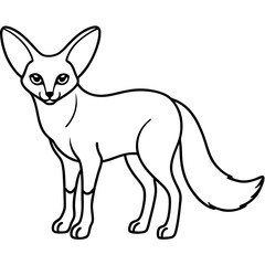 Minimal Fennec Fox Line Drawing Vector Design