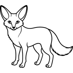 Minimal Fennec Fox Line Drawing Vector Design