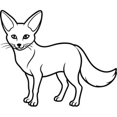 Minimal Fennec Fox Line Drawing Vector Design