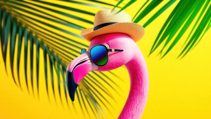 pink flamigo with sunset