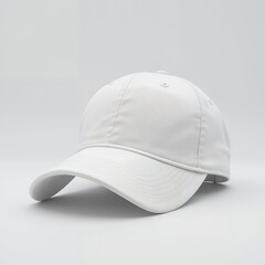 White Baseball Cap Close-up on Plain Background for Product Mockup