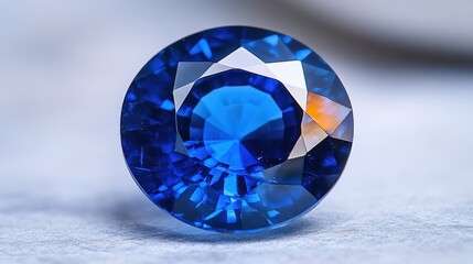 Fototapeta premium Detailed macro shot of a flawless sapphire with vivid blue color and reflections, isolated on white background
