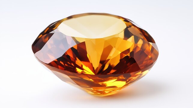 Macro shot of a vibrant topaz gemstone with perfect clarity and shine, isolated on white background