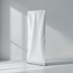 Display Banner Stand Presentation Mockup with Clean Minimalist White Background