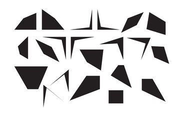 Obraz premium Abstract Geometric Shapes Collection — Black Origami Style Triangular Vector Elements for Modern Design and Decoration