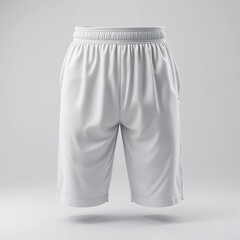 White Sport Shorts Mockup Hanging with Drawstring Waist Design