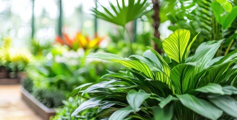 Lush indoor garden with vibrant foliage