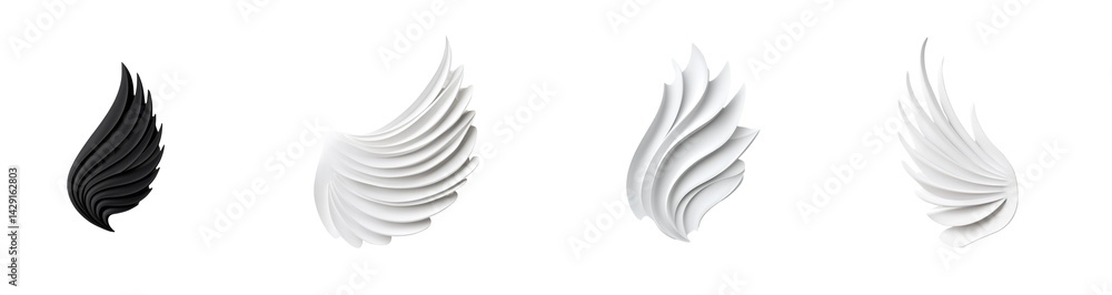 Poster elegant black and white feather designs with curved and intricate patterns and unique textures