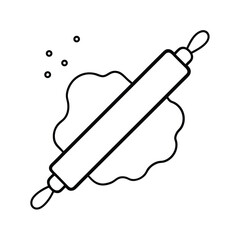 rolling pin flour dust vector line art 