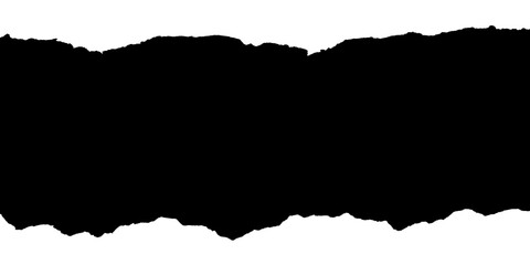 Black ripped paper torn paper border isolated on transparent background