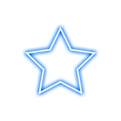 glowing blue neon star isolated on transparent backgrouund