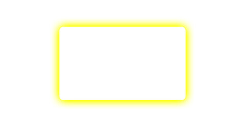 Bright Yellow Neon Border on a transparent background png White Rectangle