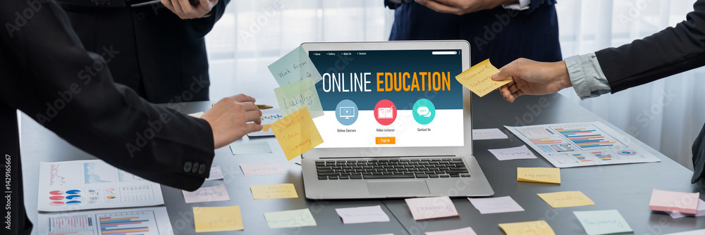 Poster e-learning website with brisk sofware for student to study online on the internet network