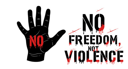 Obraz premium Not a bad call. Protest hand symbol rejecting violence on white background