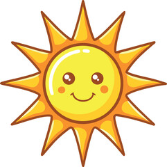 Vector Illustration of Sun with Stylized Rays – Radiant Sun Design for Weather Icons, Summer Projects, and Seasonal Graphic Elements