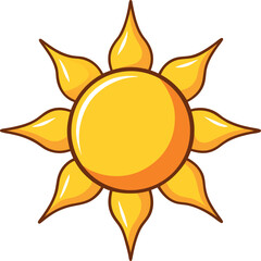 Vector Illustration of Sun with Stylized Rays – Radiant Sun Design for Weather Icons, Summer Projects, and Seasonal Graphic Elements