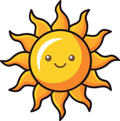 Vector Illustration of Sun with Stylized Rays – Radiant Sun Design for Weather Icons, Summer Projects, and Seasonal Graphic Elements