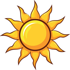 Vector Illustration of Sun with Stylized Rays – Radiant Sun Design for Weather Icons, Summer Projects, and Seasonal Graphic Elements