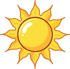Vector Illustration of Sun with Stylized Rays – Radiant Sun Design for Weather Icons, Summer Projects, and Seasonal Graphic Elements