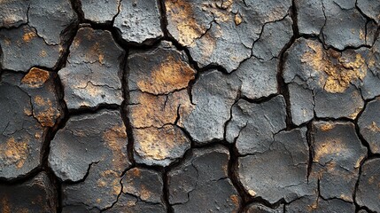 The texture of rough bark on an ancient tree in a forest