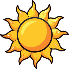 Vector Illustration of Sun with Stylized Rays – Radiant Sun Design for Weather Icons, Summer Projects, and Seasonal Graphic Elements